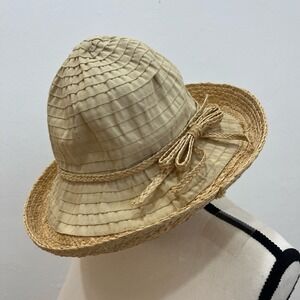 Scala Collezione Tan‎ Sun Hat Raffia Brim Hunters Ridge Golf Country Club OS